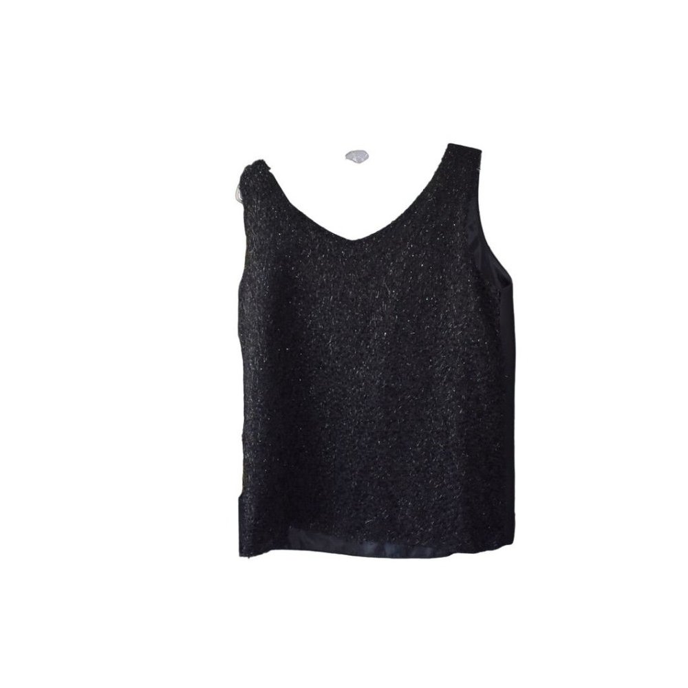 Vintage Women's Brenda Goode Retro Black Feathery Sparkle Top S